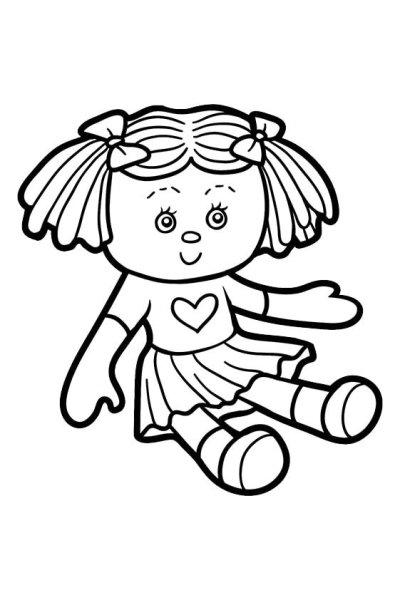 Кукла сидит раскраска