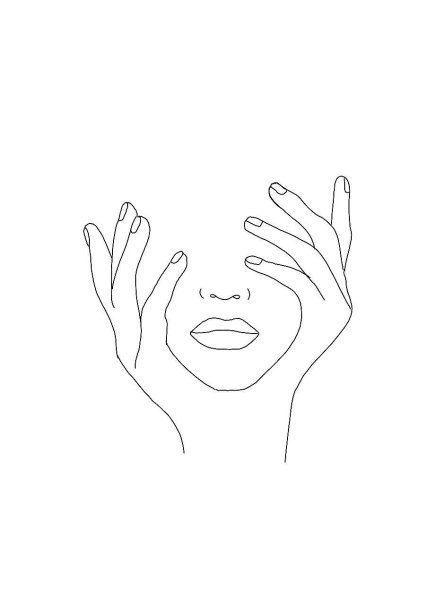 Лицо девушки линиями