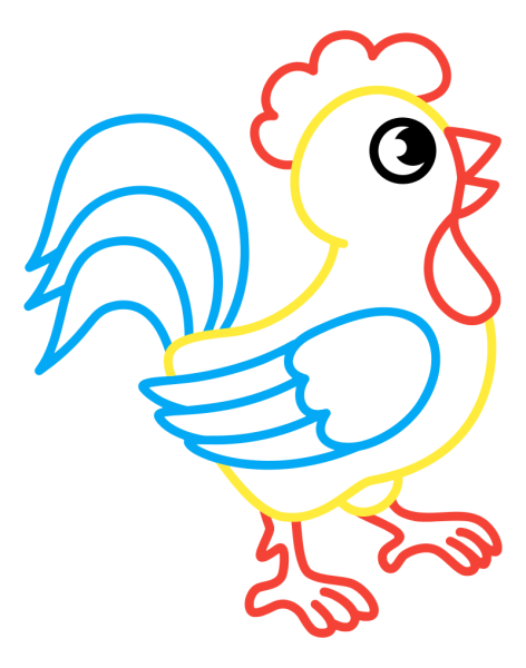 Петух раскраска для детей