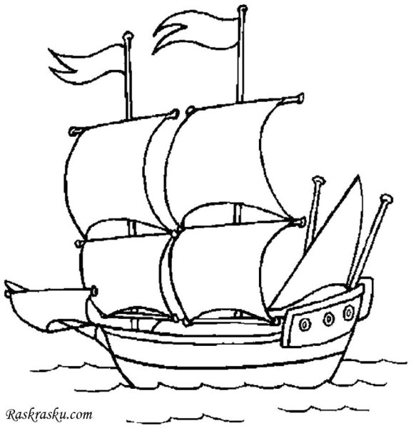 Раскраска. Кораблик