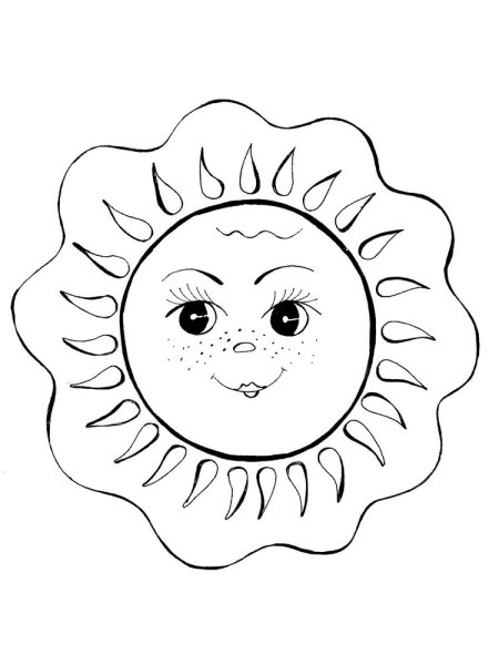 Солнце контурный рисунок