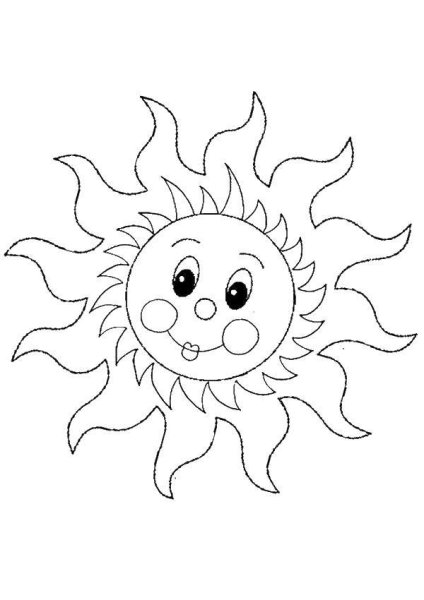 Солнышко карандашом для детей