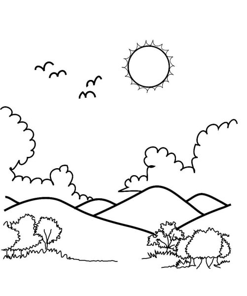 Раскраска пейзаж