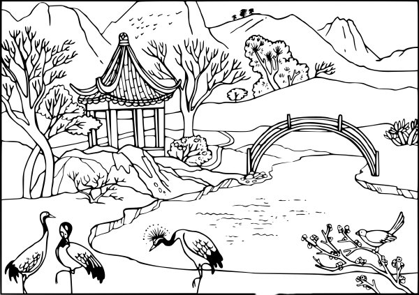 Раскраска пейзаж