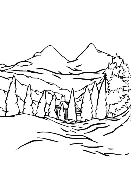 Раскраска пейзаж природы