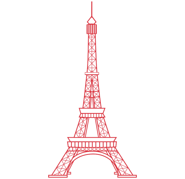 Эйфелева башня на белом фоне
