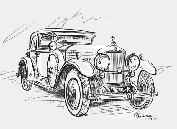 Старинные автомобили скетч