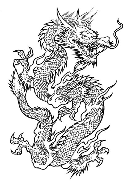 Китайские узоры дракона легко