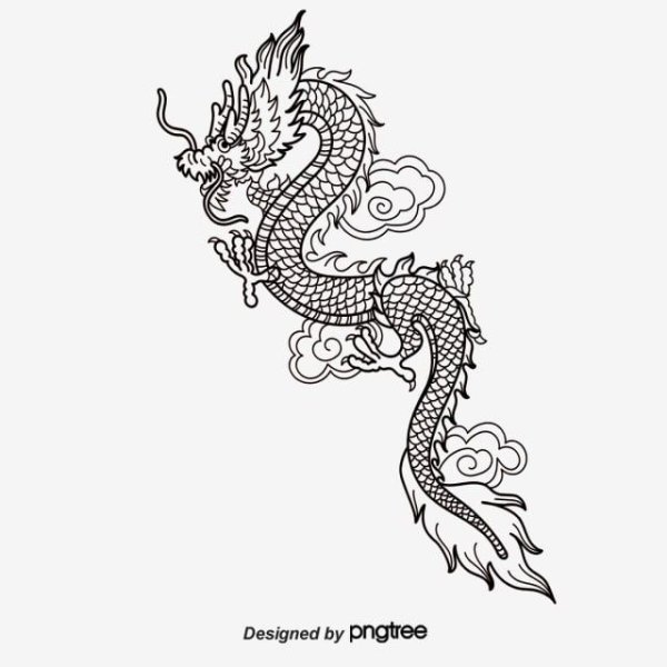 Китайский дракон эскиз лёгкий