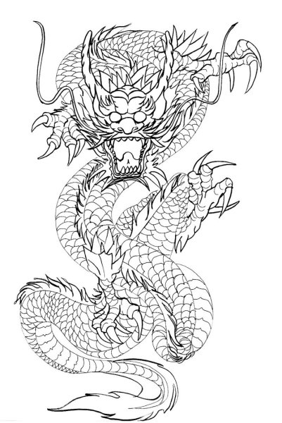 Контурные тату дракон