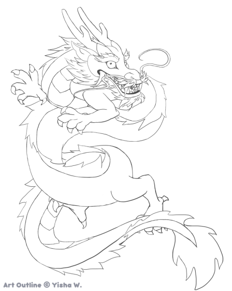 Трафарет для витража дракон