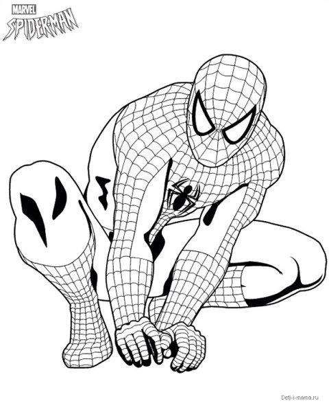 Человек паук раскраска