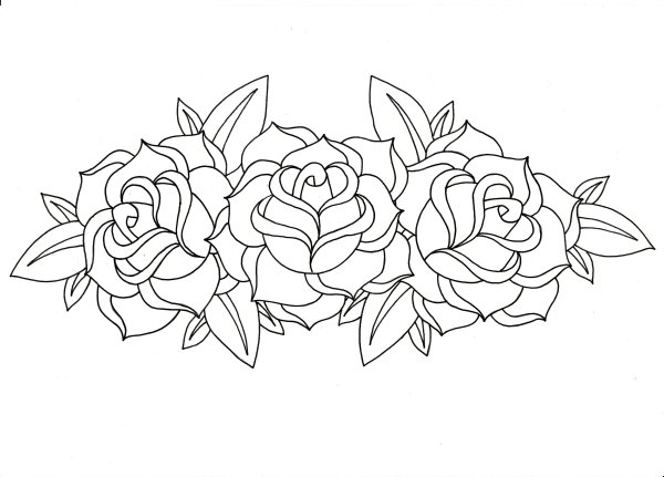 Контурная роза эскиз