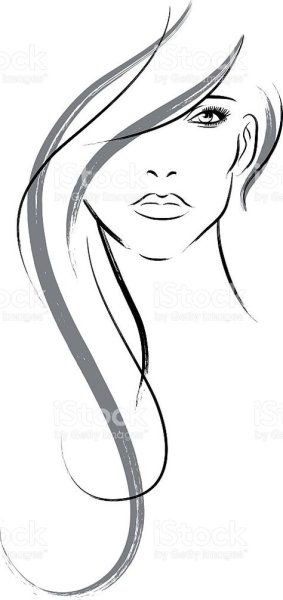 Очертание женского лица карандашом