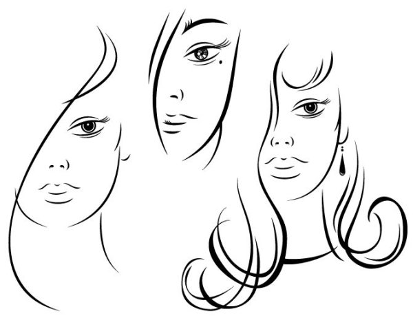 Очертания женского лица рисунки