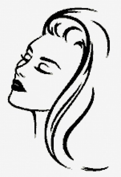 Контур женской головы с волосами