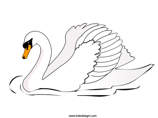 Лебедь раскраска для детей
