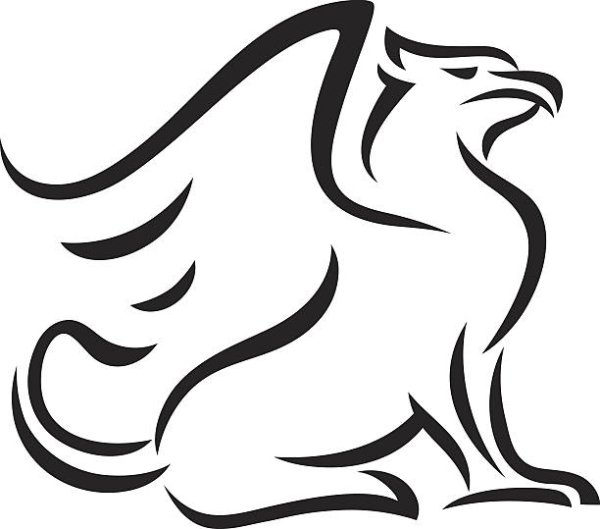 Силуэт Грифон контурный рисунок