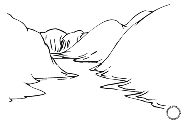 Раскраска река и горы