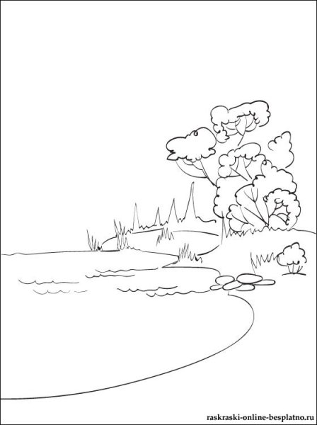 Раскраска речка для детей