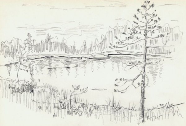 Озеро карандашом