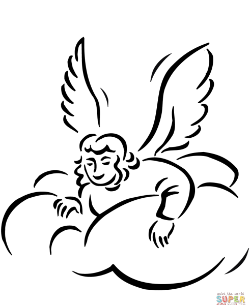 Раскраска ангелочки на Рождество