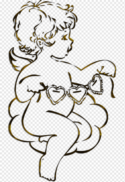 Раскраска сердце с ангелочком