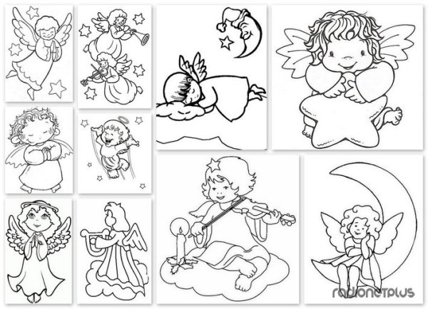 Трафарет ангелочки маленькие