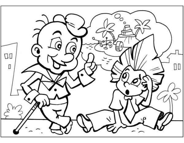 Незнайка на Луне раскраска