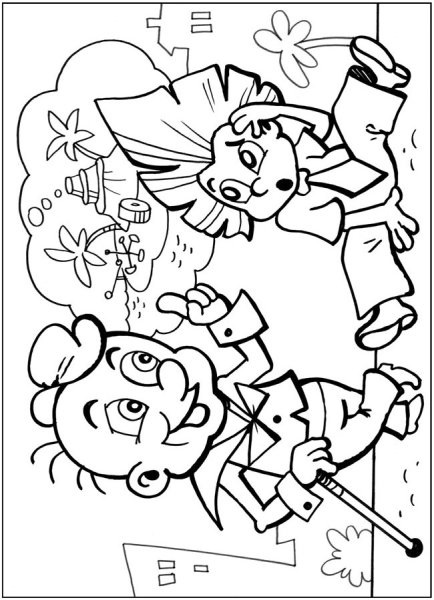 Незнайка Винтик и Шпунтик раскраска