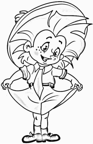 Незнайка и гусля раскраска