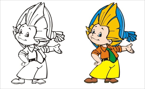 Незнайка и его друзья в Солнечном городе раскраска