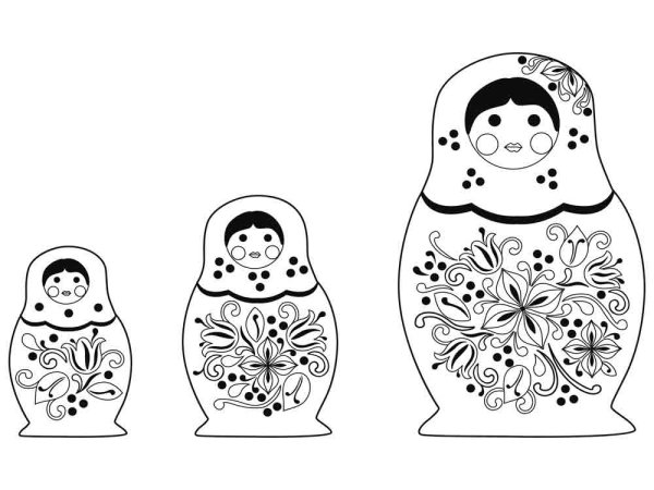 Семеновская Матрешка раскраска для детей