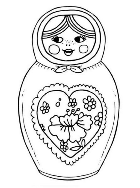 Матрешка раскраска для самых маленьких