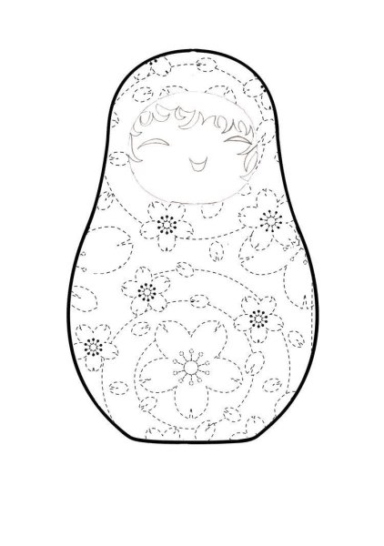 Матрешка раскраска для малышей