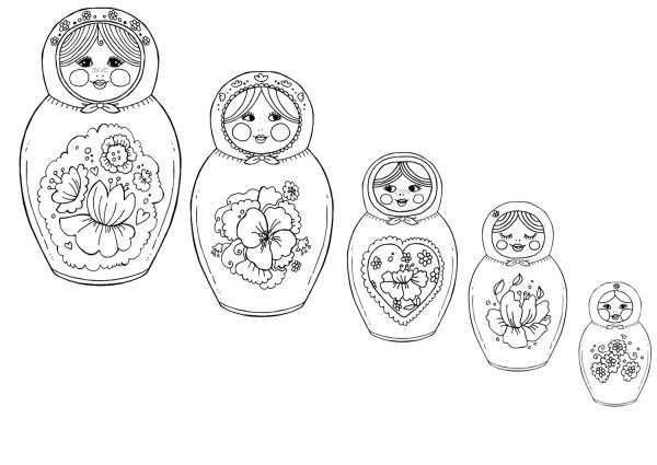 Силуэты матрешки для детей