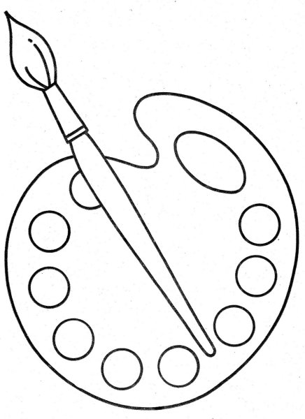 Палитра с кисточкой трафарет