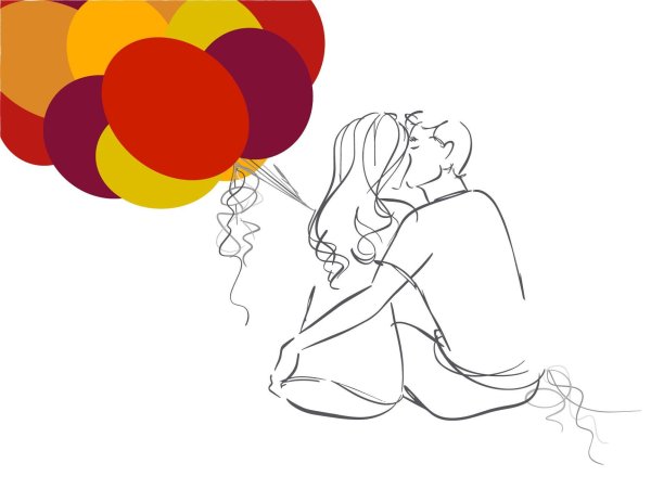 Контурный рисунок влюбленных