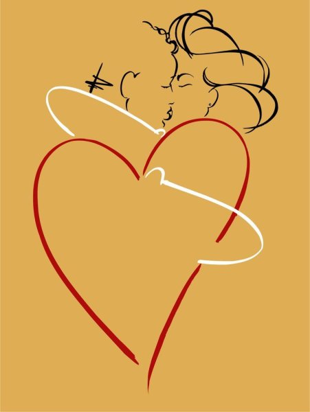 Силуэт мужчины и женщины одной линией