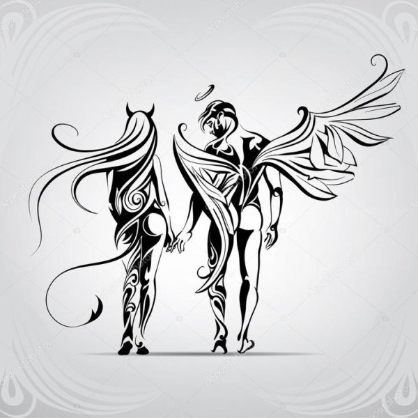 Тату ангел и демон эскизы
