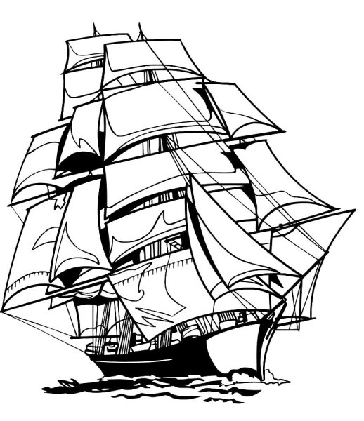 Парусный корабль раскраска