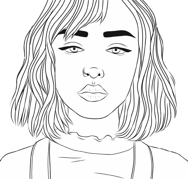 Контурные рисунки девушек