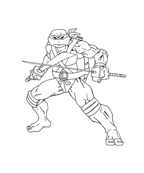 Черепашки ниндзя Лео раскраска