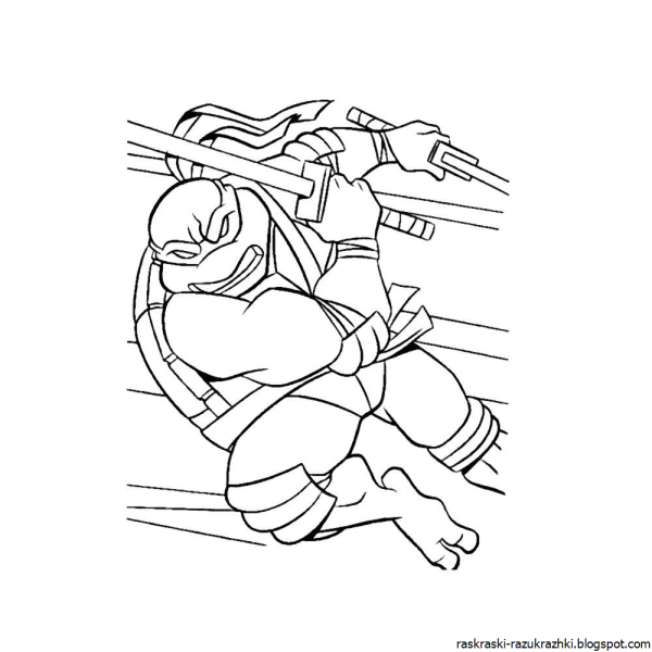 Раскраска Черепашки ниндзя Микеланджело