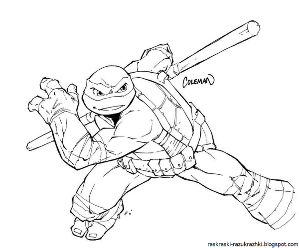 Раскраска Черепашки ниндзя Донателло