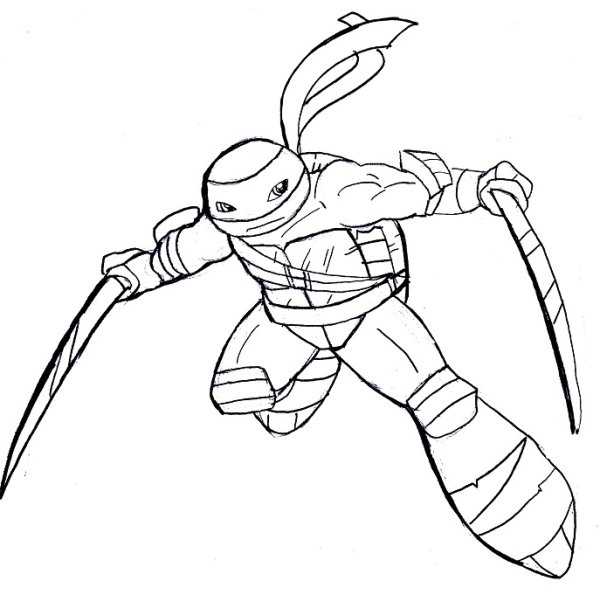 Раскраска Черепашки ниндзя 2012 Микеланджело