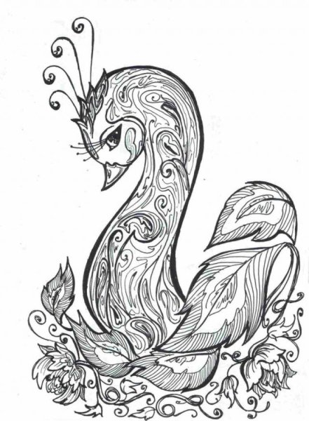 Сказочная птица в графике