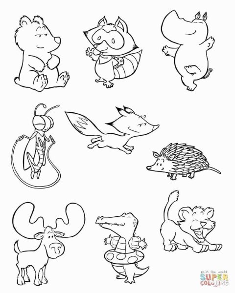 Раскраски забавные зверюшки