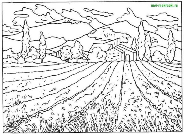 Эскизы пейзажей для раскрашивания