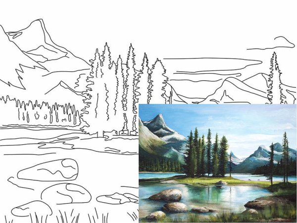 Контуры пейзажей для рисования